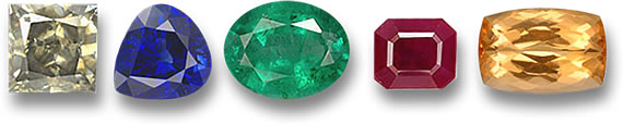 Diamante, Zaffiro Blu, Rubino, Smeraldo e Topazio Imperiale