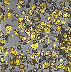 Pietre di peridoto nel meteorite di Fukang