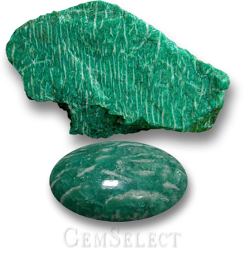 Amazzonite grezza e tagliata