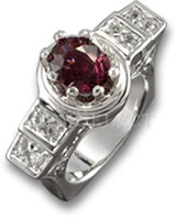 Gemma d'argentoSeleziona anello con granato rodolite e zaffiro bianco