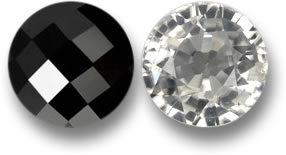 Gemme di spinello nero e zircone bianco