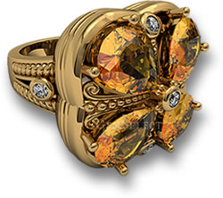 Anello con motivo floreale citrino