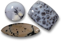 Pietre preziose cabochon di calcedonio dendritico e agata dendritica