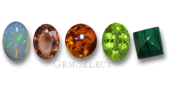 Acqua, Terra, Legno, Fuoco e Metallo (Opale, Tormalina, Ambra, Peridoto e Malachite)