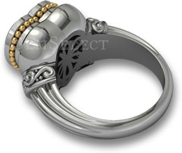 Anello GemSelect in argento con placcatura in rodio e dettagli in oro