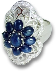 Anello cabochon con zaffiro 