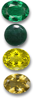 Smeraldo, avventurina e quarzo giallo