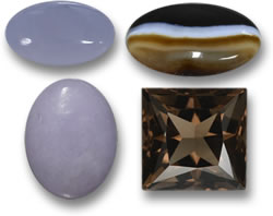 Calcedonio, diaspro, giadeite e quarzo fumé