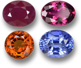 Rubino, Rubellite, Granato Spessartite e Zaffiro