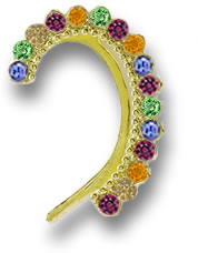 Polsino dell'orecchio con pietre preziose multicolore