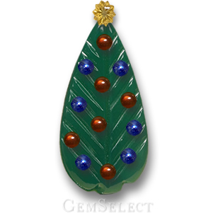Albero di Natale con pietre preziose: agata intagliata, stella di quarzo limone, granato e palline di zaffiro
