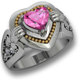 Anello con zaffiro rosa bicolore di GemSelect - Immagine grande
