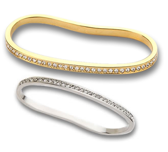 Bracciale da polso in argento con gemme bianche incastonate a canale