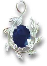 Pendente per collana in argento, diamanti e zaffiri