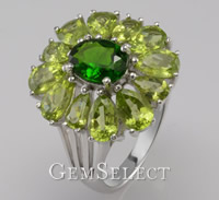 Anello Diopside verde cromo Green Chrome Diopside Ring