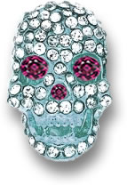 Teschio con diamante e granato rodolite