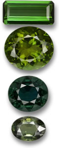 Gemme di Tormalina Verde e Zaffiro Verde