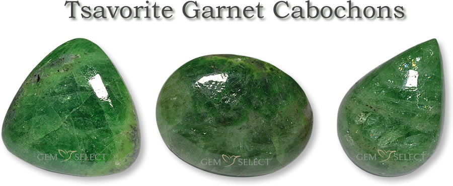 Una foto di cabochon di granato tsavorite di GemSelect