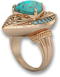 Anello in oro rosa turchese