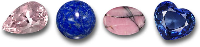 Pietre dell'amore di Kunzite, Lapislazzuli, Rodonite e Zaffiro