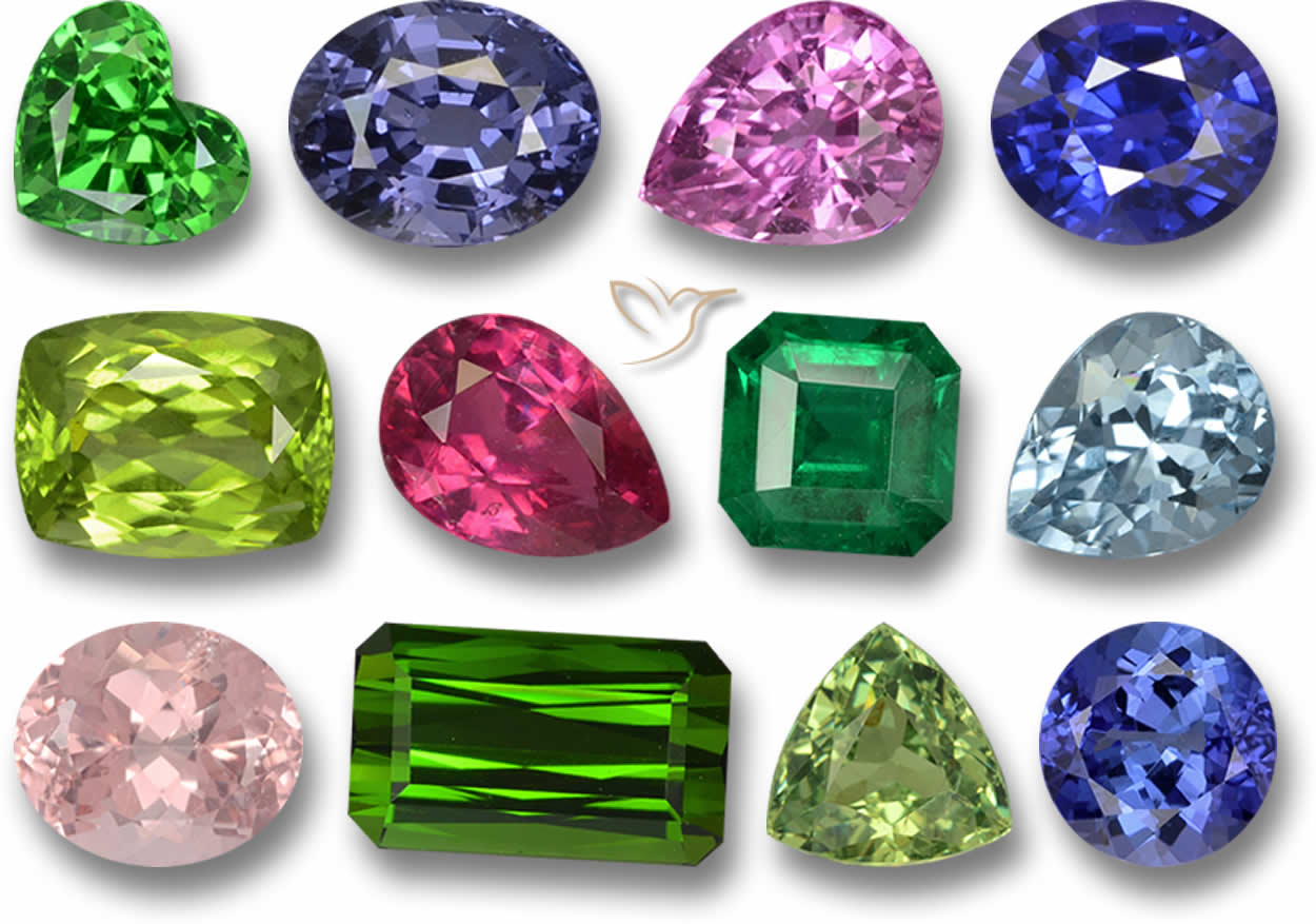 Assortimento di gemme sfuse di qualità AAA per la creazione di gioielli personalizzati.