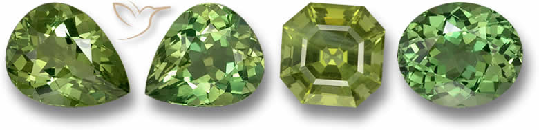 Gemme di apatite verde di asparago