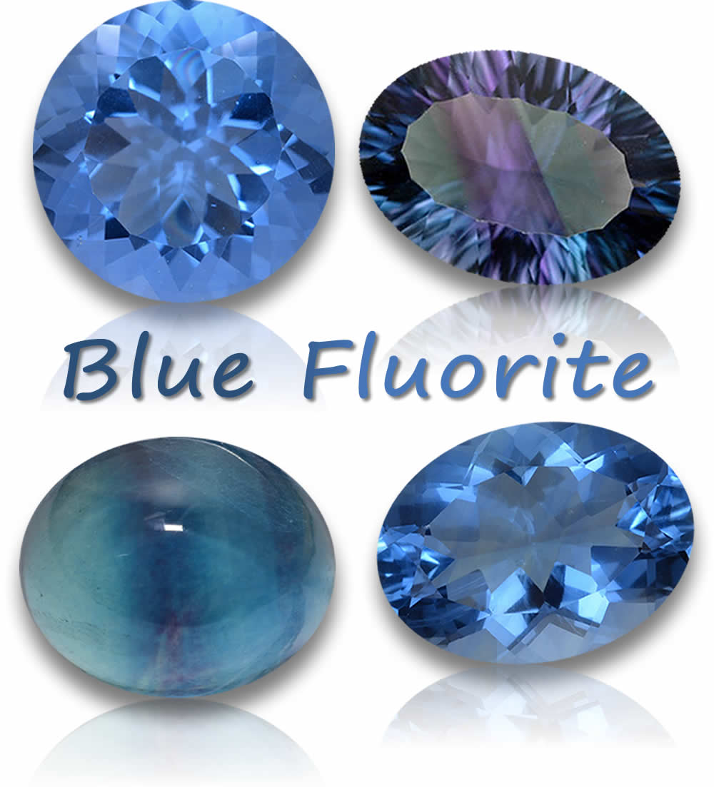 Pietre preziose naturali di fluorite blu