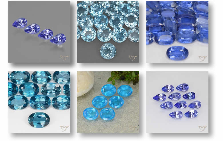 Lotti di pietre preziose blu all'ingrosso per la creazione di gioielli