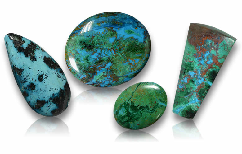 Loose Chrysocolla Gemstones: Cabochons, Polished Stones and Jewelry Beads