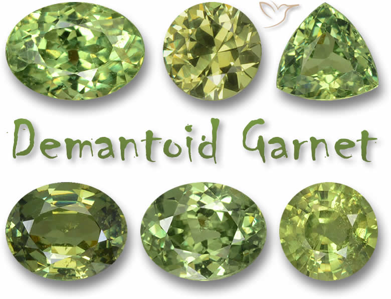Pietre preziose di granato demantoide verde