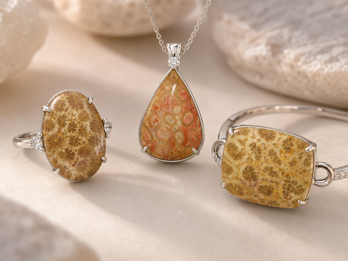Gemme di corallo fossile utilizzate nella creazione di gioielli