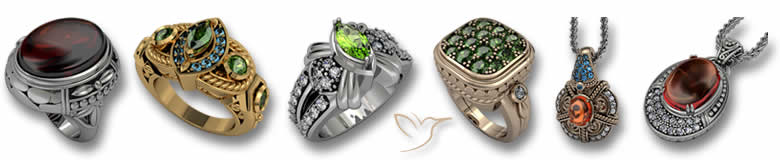 Design di gioielli con granato
