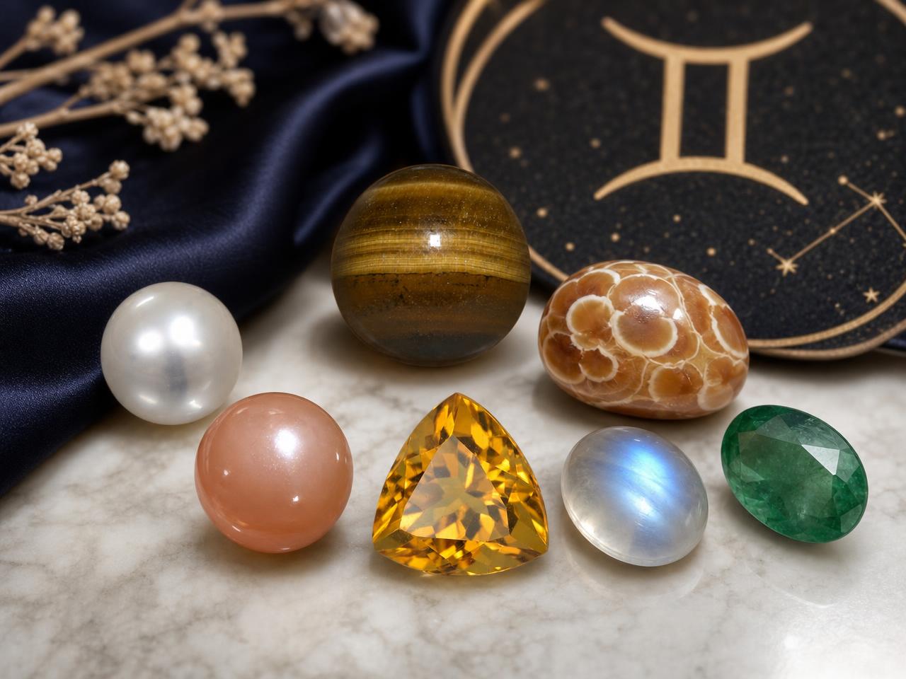 Pietre naturali sfuse del segno zodiacale dei Gemelli, perfette per creare gioielli astrologici.