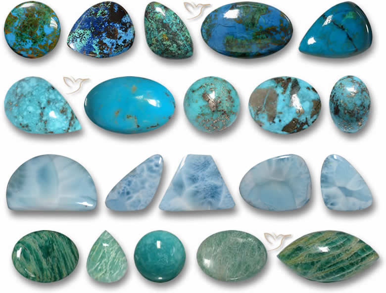 Crisocolla, Turchese, Larimar e Amazzonite
