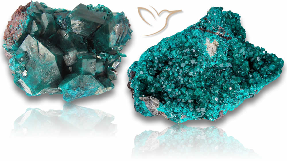 Pietre grezze di dioptasio verde