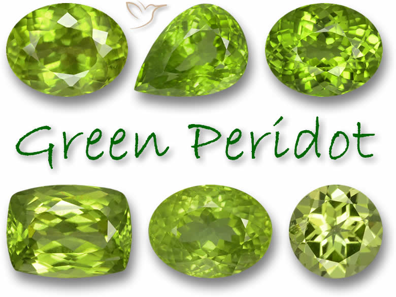 Pietre preziose di peridoto verde