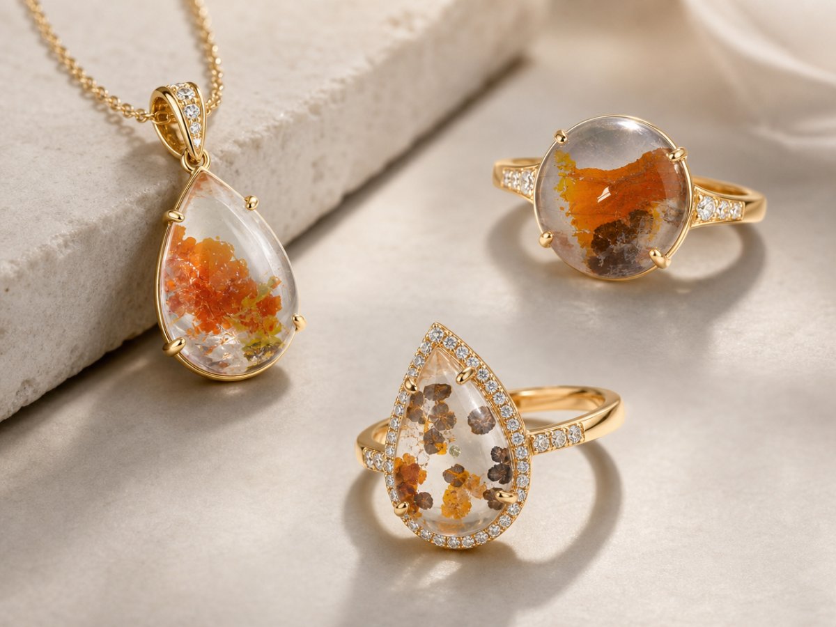 Quarzo con marcasite, gemme utilizzate nei gioielli
