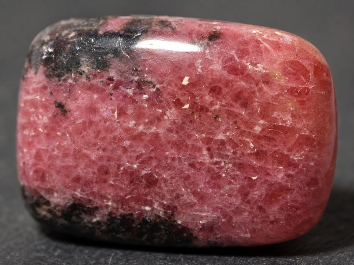 Vista ravvicinata di gemme naturali di rodonite
