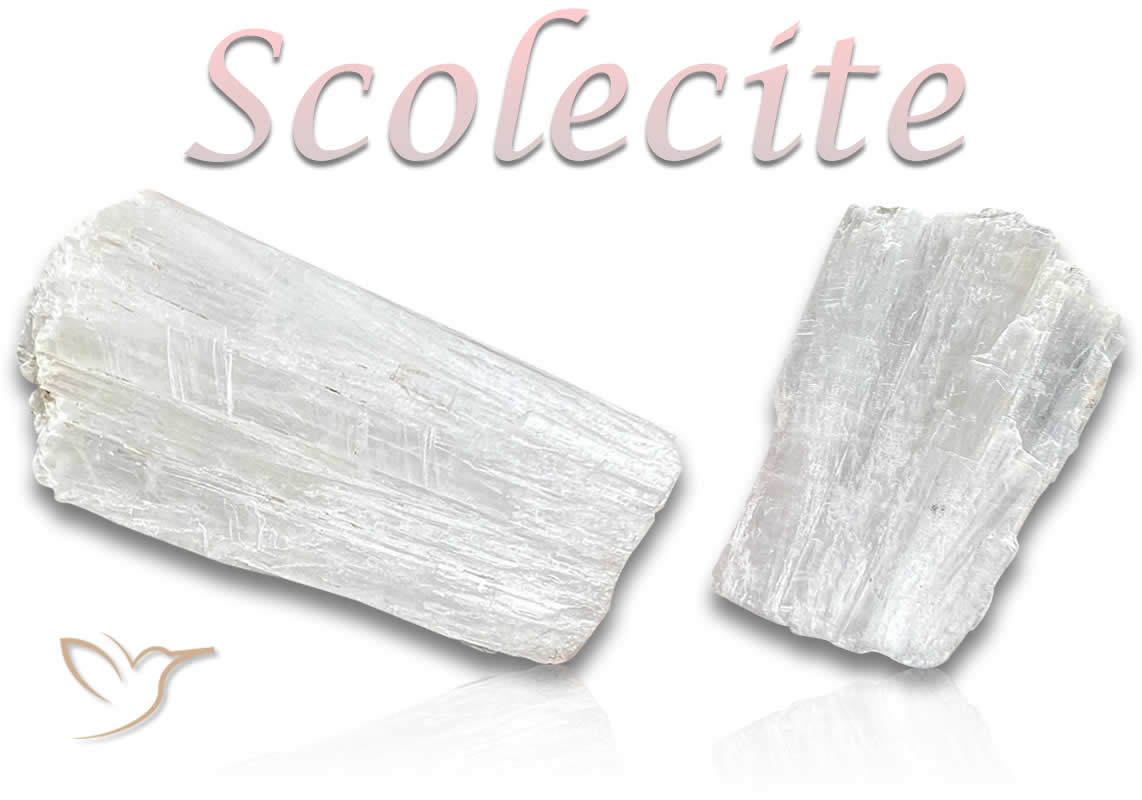 Pietre preziose grezze di scolecite bianca