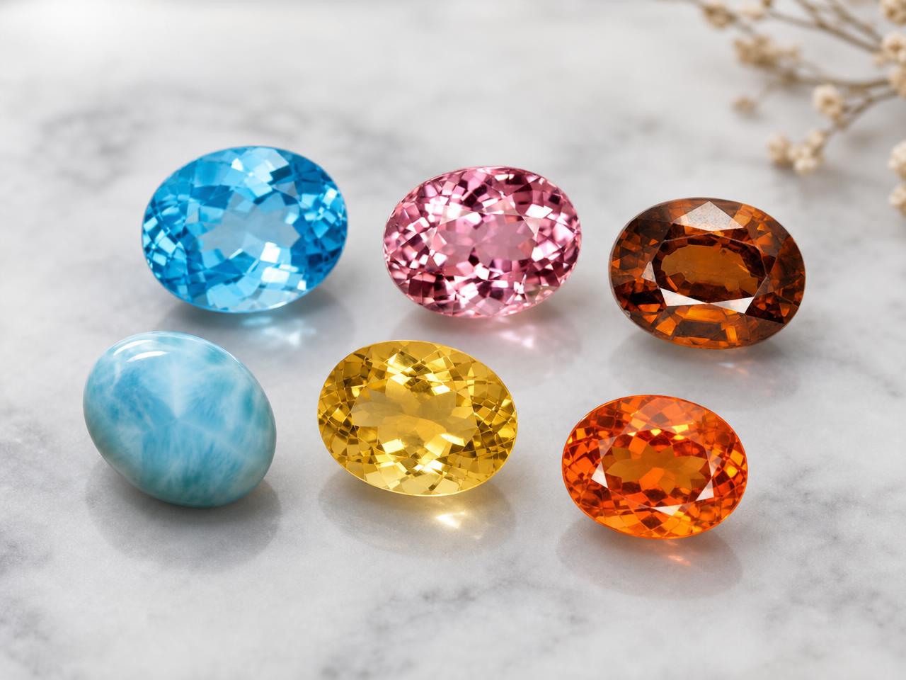 Gemme ovali naturali sfuse da 8x6 mm in colori assortiti
