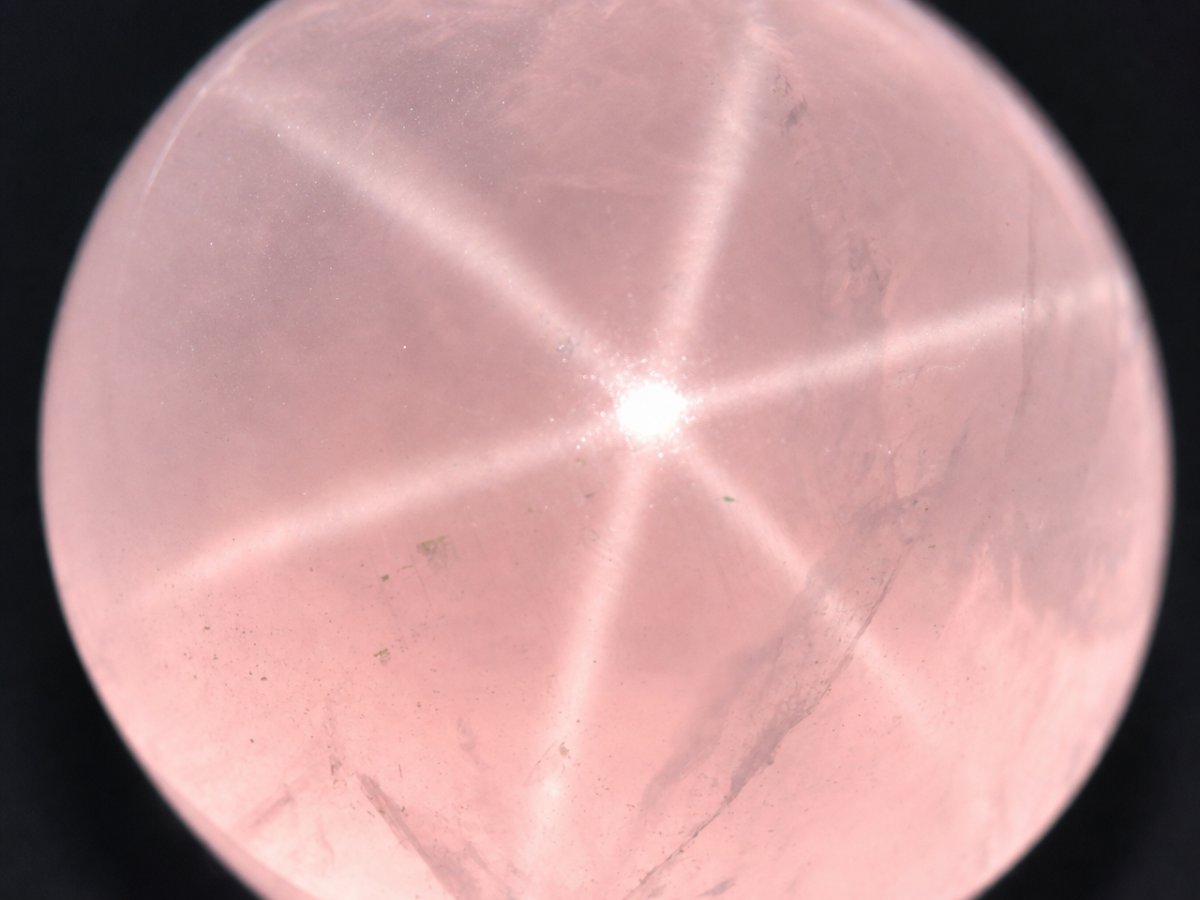 Vista ravvicinata di gemme naturali di quarzo rosa stellato