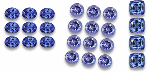 Lotti di tanzanite naturale e pacchi di pietre preziose