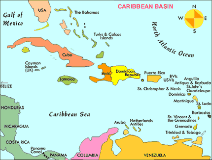 Mappa del Mar dei Caraibi