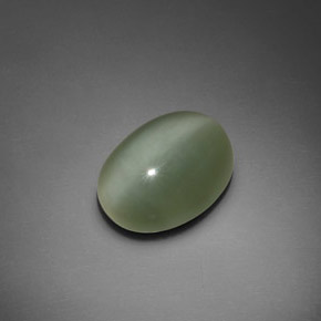 Actinolite cat's eye naturale verde da 7,66 ct, taglio ovale, trasparente