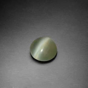 Actinolite cat's eye naturale verde da 1,22 ct, taglio rotondo, trasparente