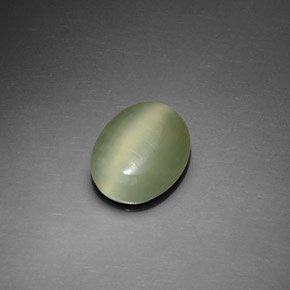 Actinolite cat's eye naturale verde da 2,20 ct, taglio ovale, trasparente
