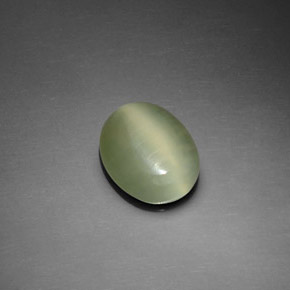 Actinolite cat's eye naturale verde da 2,20 ct, taglio ovale, trasparente