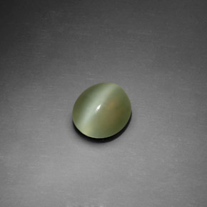 Actinolite cat's eye naturale verde da 1,25 ct, taglio ovale, trasparente