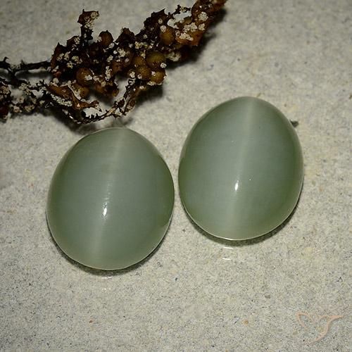 Actinolite cat's eye naturale verde da 10,64 ct, taglio ovale, traslucido