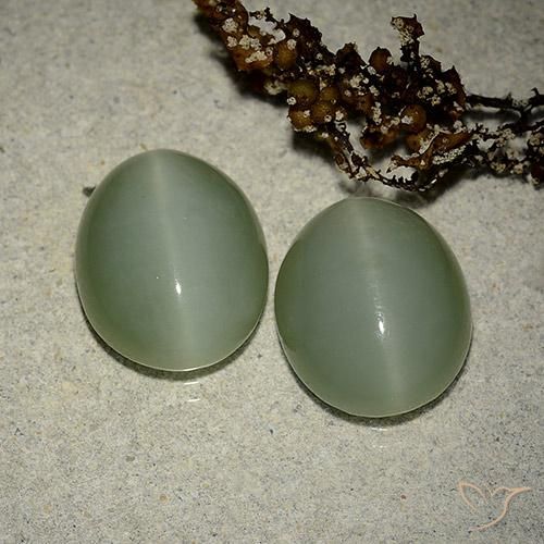 Actinolite cat's eye naturale verde da 10,64 ct, taglio ovale, traslucido